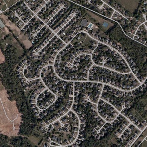 Satellite image of suburb neighborhood